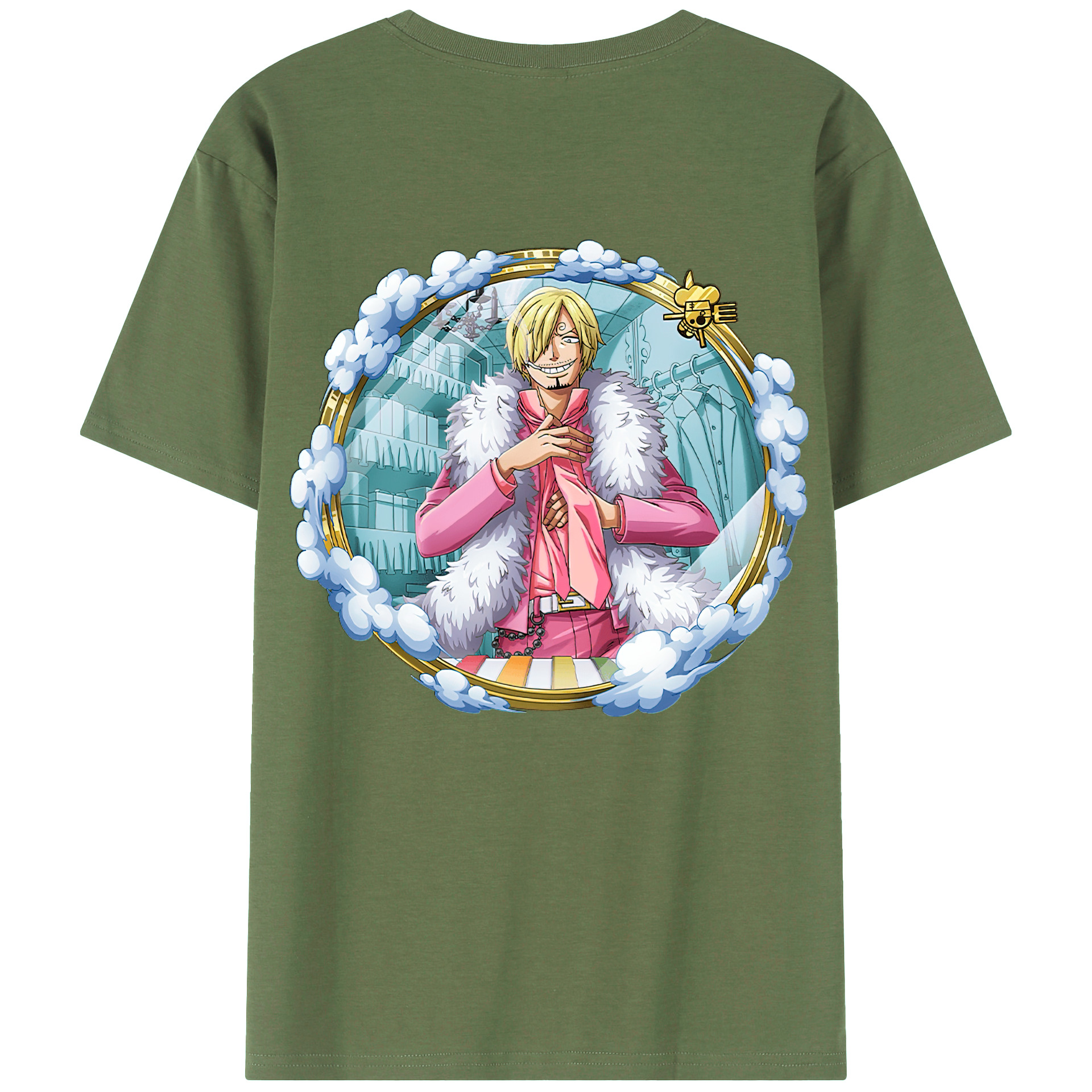 （画像用） ワンピース サンジ ONE PIECE Sanji 綿100％ メンズ半袖Tシャツ（バックプリント） 通気性
